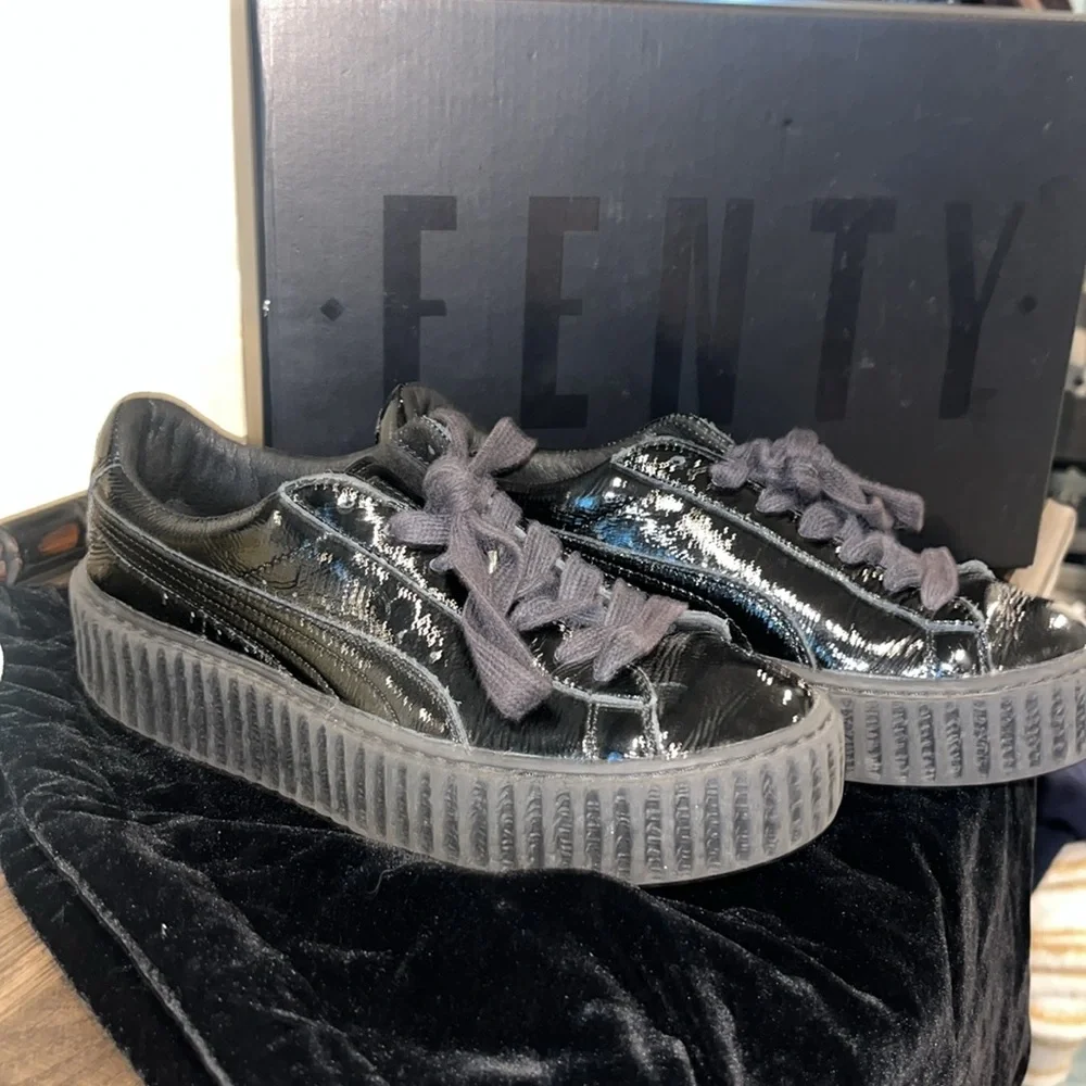 Puma x Fenty by Rihanna 'Creeper' Wrinkled Patent Leather Sneakers - sz 5.5 EUC